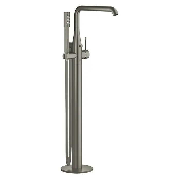 Grohe Essence Wannenstandarmatur - Höhe: 88,4 cm, Hard Graphite, Matt - Vorderansicht