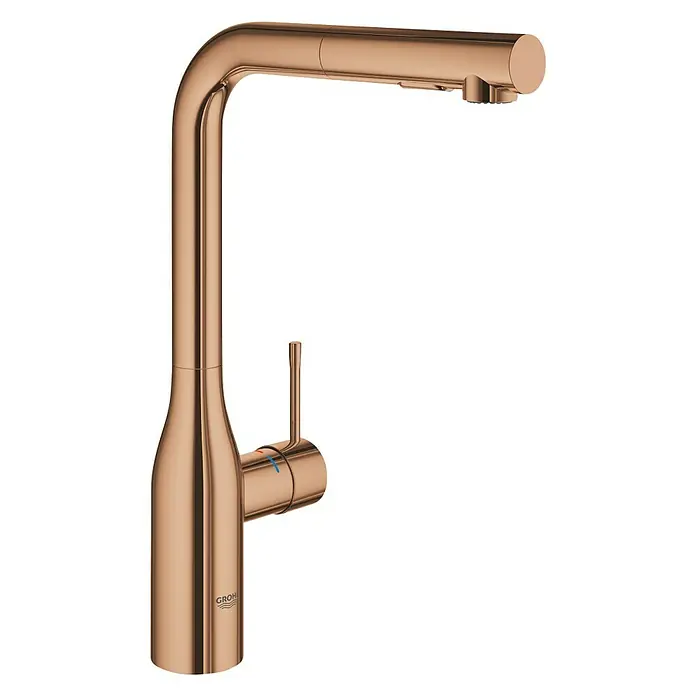 Grohe Essence Spültischarmatur - Warm Sunset, Glänzend, Ausziehbare Dual-Spülbrause - Vorderansicht