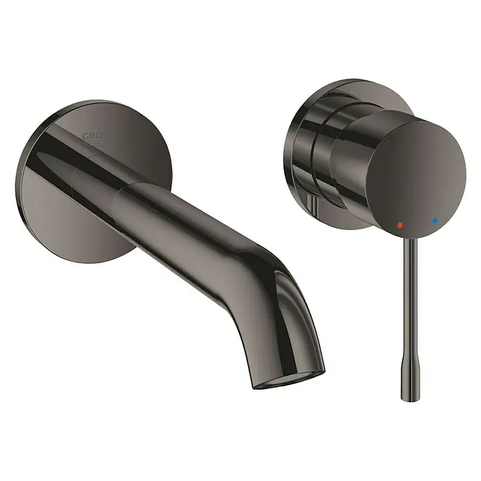 Grohe Essence Wand-Waschtischarmatur M - 2-Loch, Hard Graphite, Glänzend - Vorderansicht