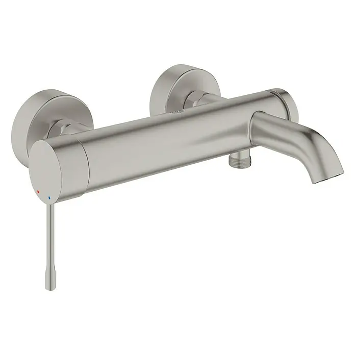 Grohe Essence Badewannenarmatur - Supersteel, Matt - Vorderansicht