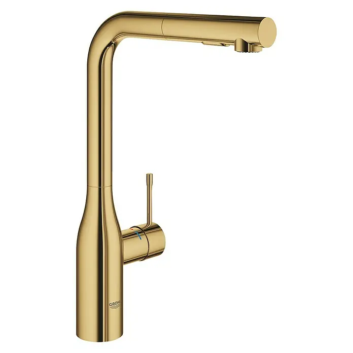 Grohe Essence Spültischarmatur - Cool Sunrise, Glänzend, Ausziehbare Dual-Spülbrause - Vorderansicht