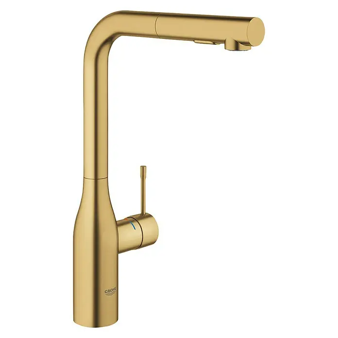 Grohe Essence Spültischarmatur - Cool Sunrise, Matt, Ausziehbare Dual-Spülbrause - Vorderansicht