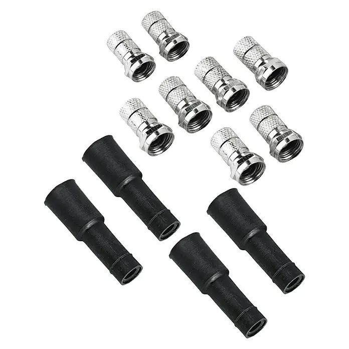 Hama F-Stecker-Set Quad/Quadswitch-LNB - 8 x F-Stecker, 4 x Wetterschutzhülle - Vorderansicht