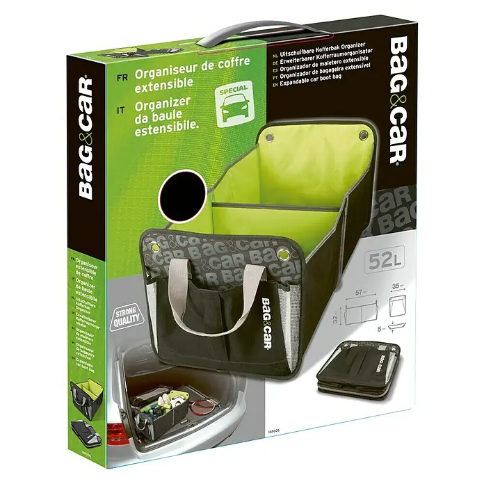 Organizador para maletero - Negro/Verde, Poliéster, Extensible