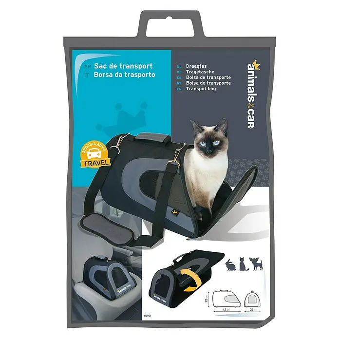 Bolsa de transporte para animales Animal & Car - L x An x Al: 44 x 26 x 26 cm, Negro