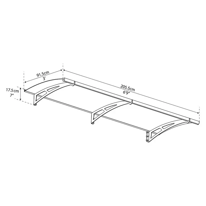Palram – Canopia Nadstrešnica Aquila - 2.055 x 915 x 175 mm, Boja nosača: Svijetlosive boje