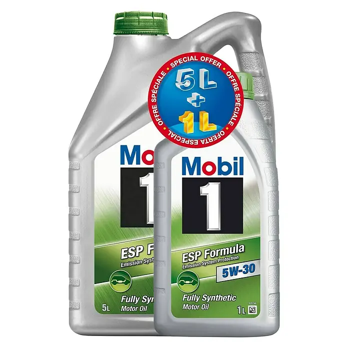 Mobil Aceite para motor 1 ESP - 5 + 1 l, SAE 5W-30, Motores diesel y de gasolina