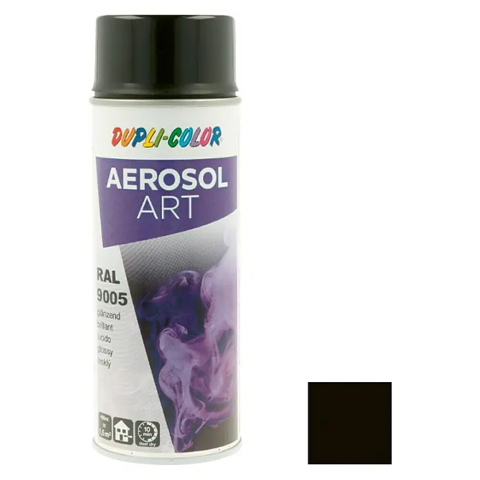 Dupli-Color Aerosol Art Sprayverf RAL 9005 Diepzwart - Diepzwart, 400 ml, Glanzend