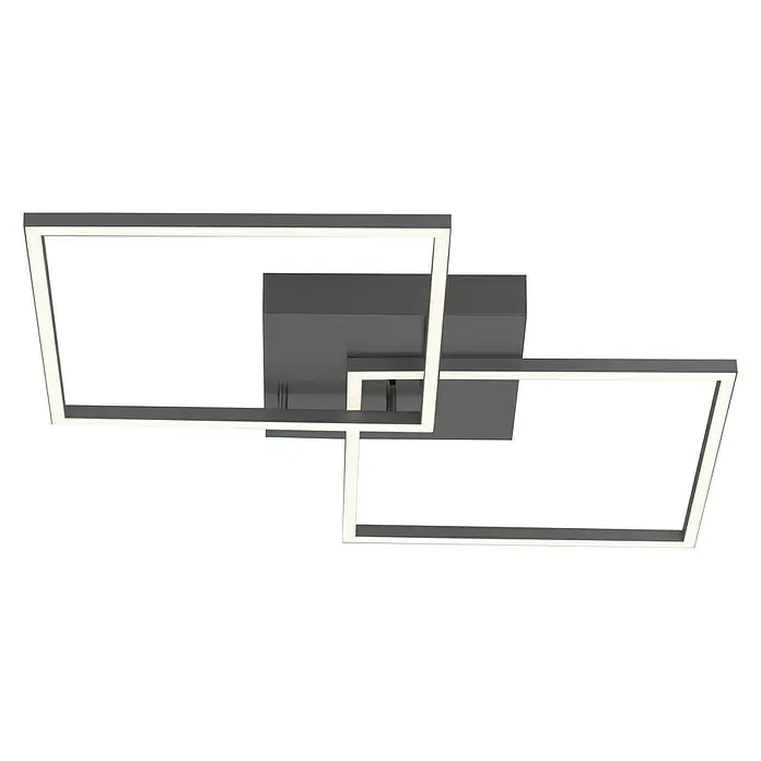 LeuchtenDirekt LED-Deckenleuchte Iven - 40,5 W, L x B x H: 53 x 53 x 7 cm, Schwarz, Warmweiß - Vorderansicht