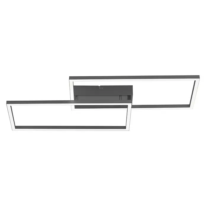 LeuchtenDirekt LED-Deckenleuchte Iven - 30 W, L x B x H: 61 x 33 x 7 cm, Schwarz - Vorderansicht