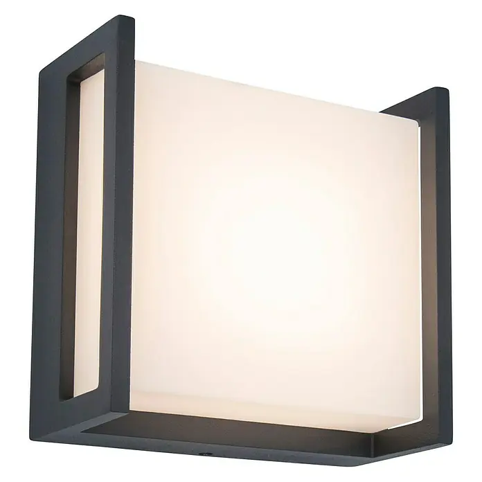 Lutec Aplique exterior LED Qubo - 8 W, Antracita, IP54 - Vista frontal