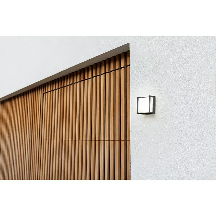 Lutec Aplique exterior LED Qubo - 8 W, Antracita, IP54 - Foto ambiente