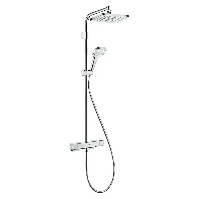 Hansgrohe Croma E Duschsystem Showerpipe 280 1jet Varia - Mit Thermostatarmatur, Lochabstand: 80 cm - 90 cm, Anzahl Strahlarten: 4 Stk., Chrom - Vorderansicht