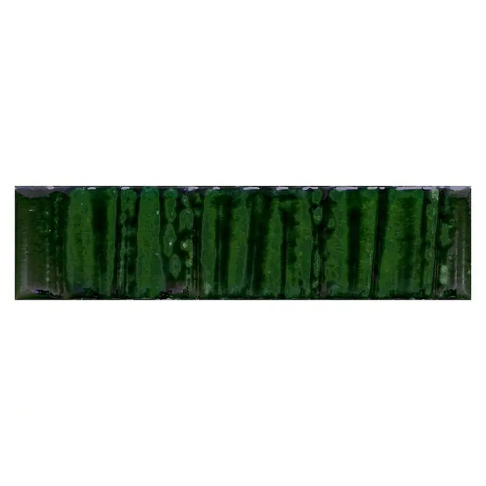 Wandfliese Raku Jade Prisma - 7,5 x 30 cm, Grün, Glänzend - Vorderansicht