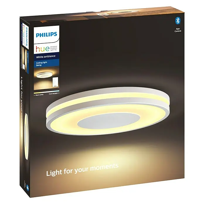 Philips Hue LED-Deckenleuchte rund - 27 W, Ø x H: 348 mm x 5,1 cm, Weiß, Kaltweiß
