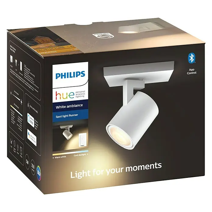 Philips Hue Led-wandspot Runner met buetooth - 5,5 W, l x b x h: 9 x 11 x 10,7 cm, Wit, Neutraal wit