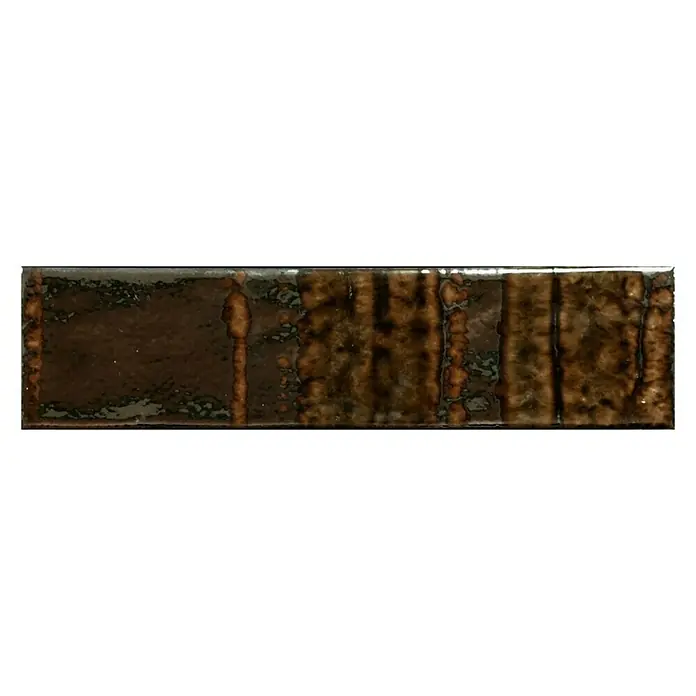 Wandfliese Raku Toffee - 7,5 x 30 cm, Braun, Glänzend - Vorderansicht