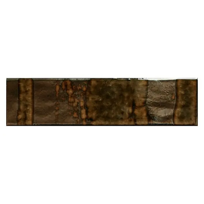 Wandfliese Raku Toffee - 7,5 x 30 cm, Braun, Glänzend - Vorderansicht
