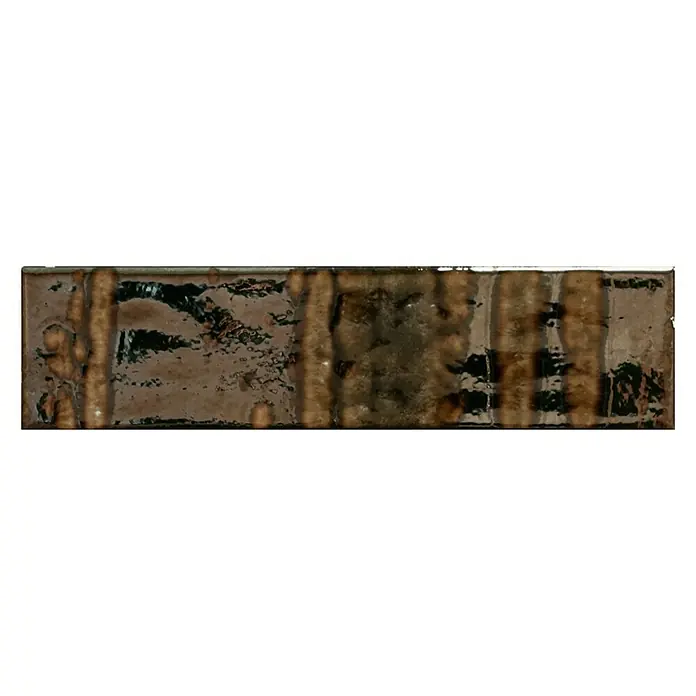 Wandfliese Raku Toffee - 7,5 x 30 cm, Braun, Glänzend - Vorderansicht