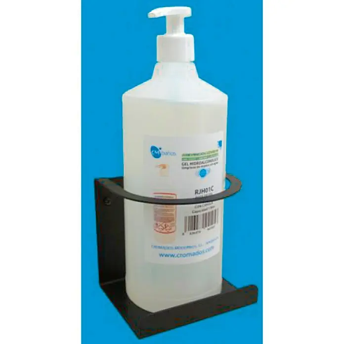 CM Baños Soporte de pared para dispensador de desinfectante hidroalcohólico - Negro, Apto para: Desinfectantes