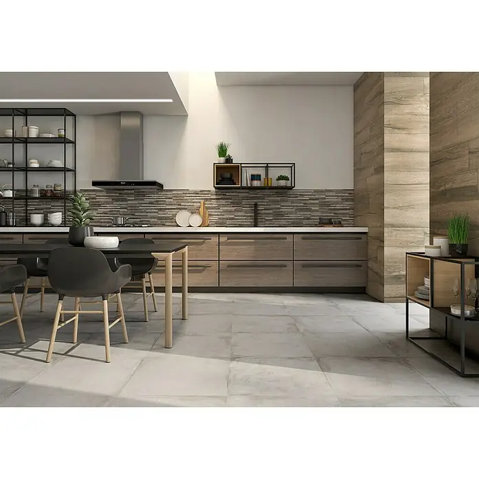 Pavimento porcelánico Origin - 60 x 60 cm, Caliza, Rectificado, Efecto cemento