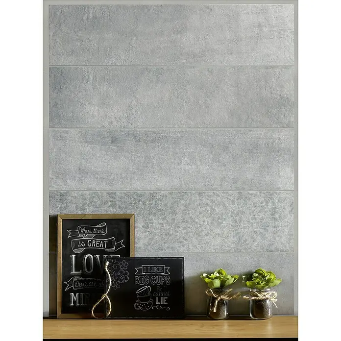 BHS Showroom Pavimento porcelánico Shabby - 15 x 60 cm, Grigio