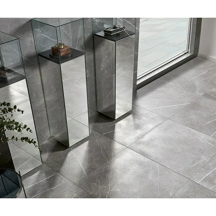 Pavimento porcelánico Odyssey - 60 x 60 cm, Gris, Rectificado, Marmolado