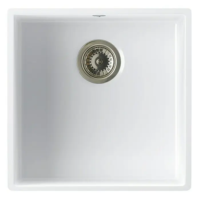 Atron Fregadero encastrable Bremen - 43,6 x 43,6 cm, 1 cubeta, Acrílico, Blanco, Brillante