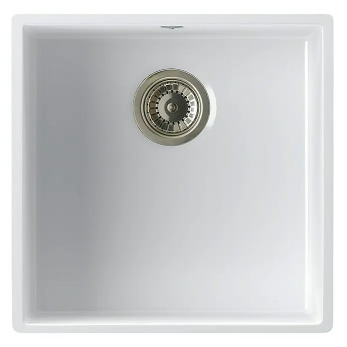 Atron Fregadero encastrable Bremen - 43,6 x 43,6 cm, 1 cubeta, Acrílico, Blanco, Mate