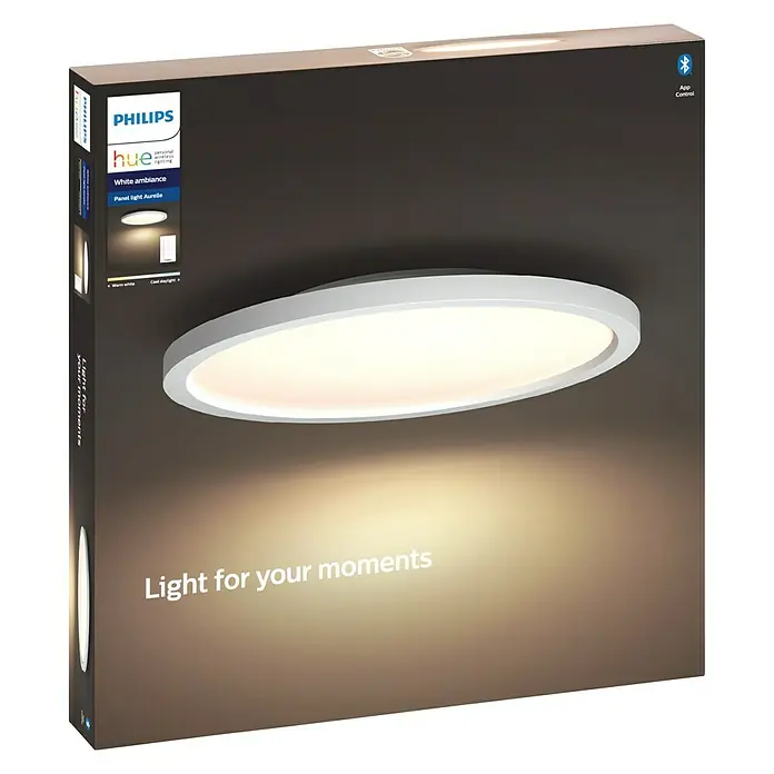 Philips Hue LED-Panel rund Aurelle - 28 W, Ø x H: 395 mm x 5 cm, Weiß, Warmweiß - Vorderansicht