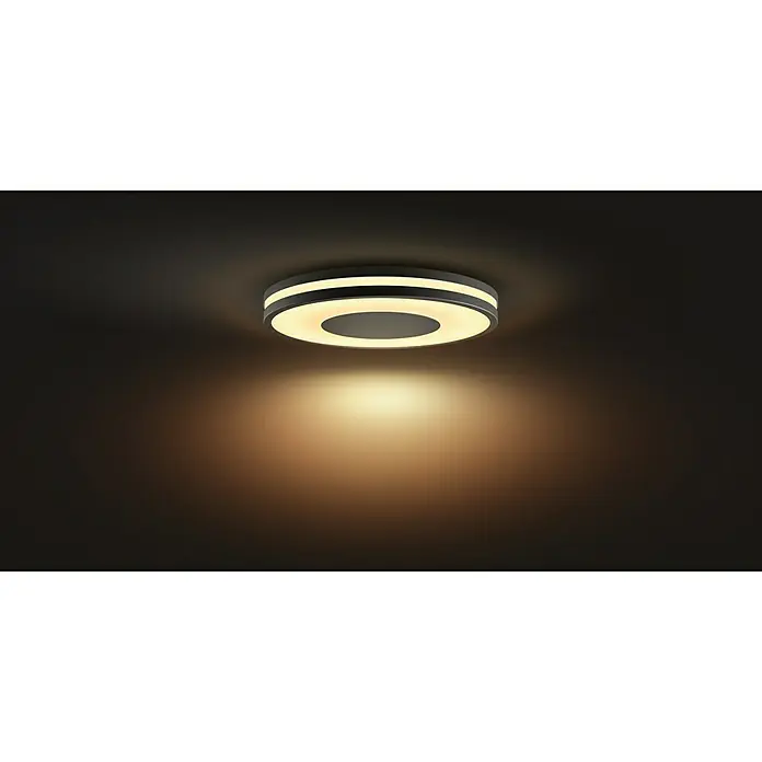 Philips Hue LED-Deckenleuchte rund - 27 W, Ø x H: 348 mm x 5,1 cm, Schwarz/Weiß - Stimmungsaufnahme