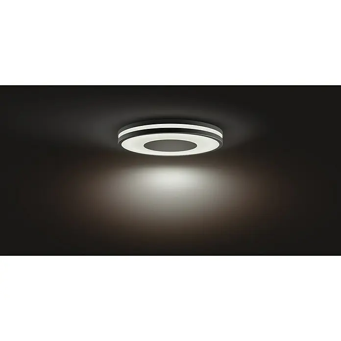 Philips Hue LED-Deckenleuchte rund - 27 W, Ø x H: 348 mm x 5,1 cm, Schwarz/Weiß - Stimmungsaufnahme