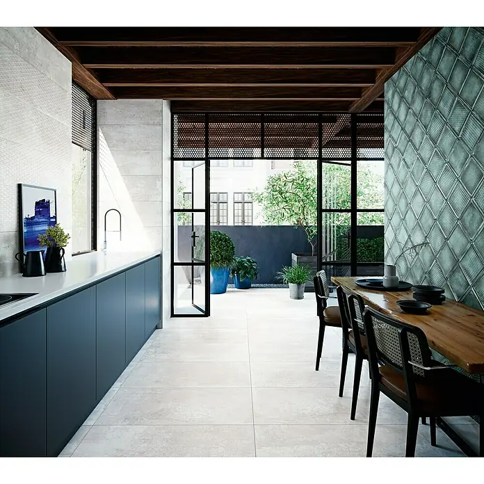 Wandfliese Cristal Blue Brick - 20,1 x 20,1 cm, Blau, Glänzend - Vorderansicht
