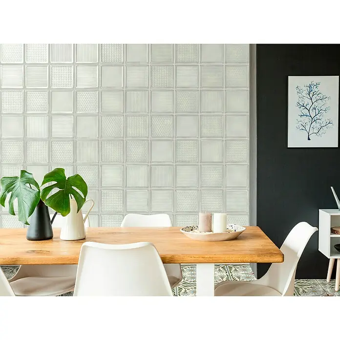 Wandfliese Cristal White Brick - 20,1 x 20,1 cm, Weiß, Glänzend - Vorderansicht