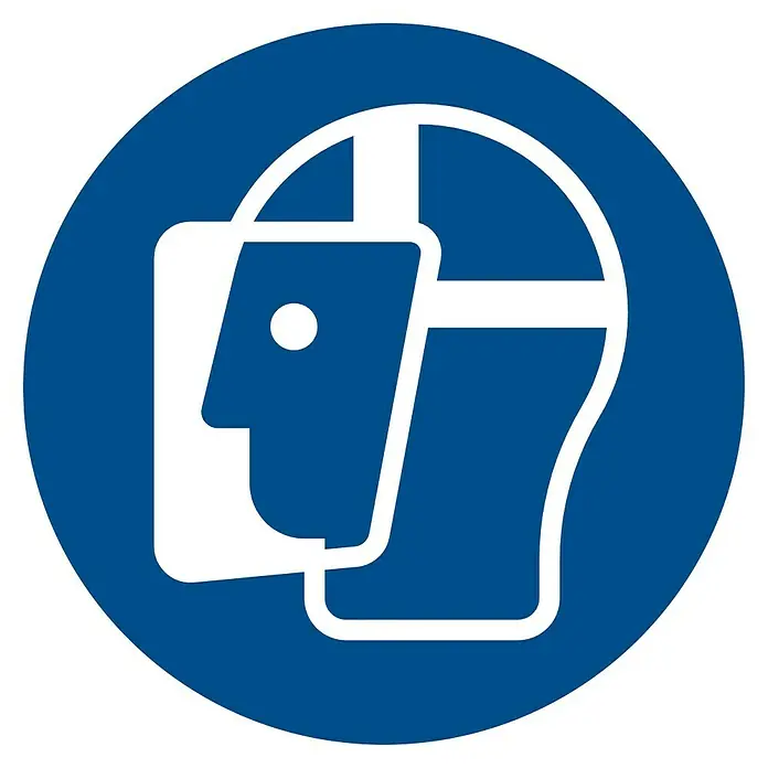 Pickup Etiqueta adhesiva - Motivo: Uso obligatorio de pantalla de seguridad, Azul/Blanco, Altura: 150 mm