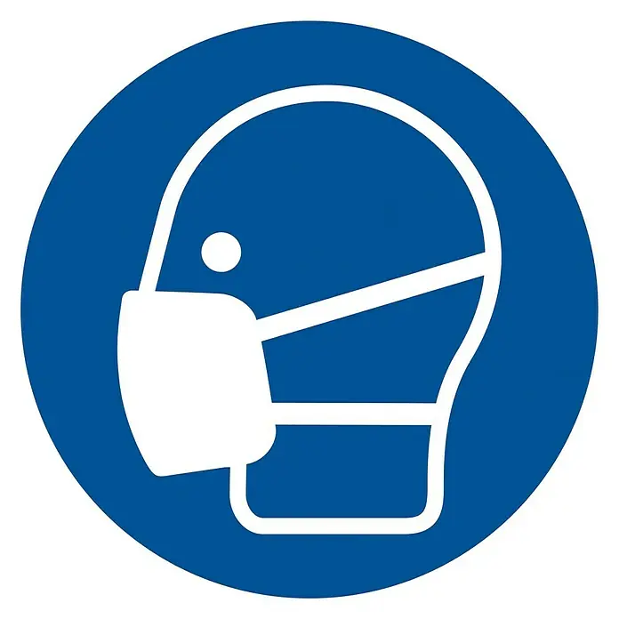 Pickup Etiqueta adhesiva - Motivo: Uso obligatorio de máscara de seguridad, Azul/Blanco, Altura: 100 mm