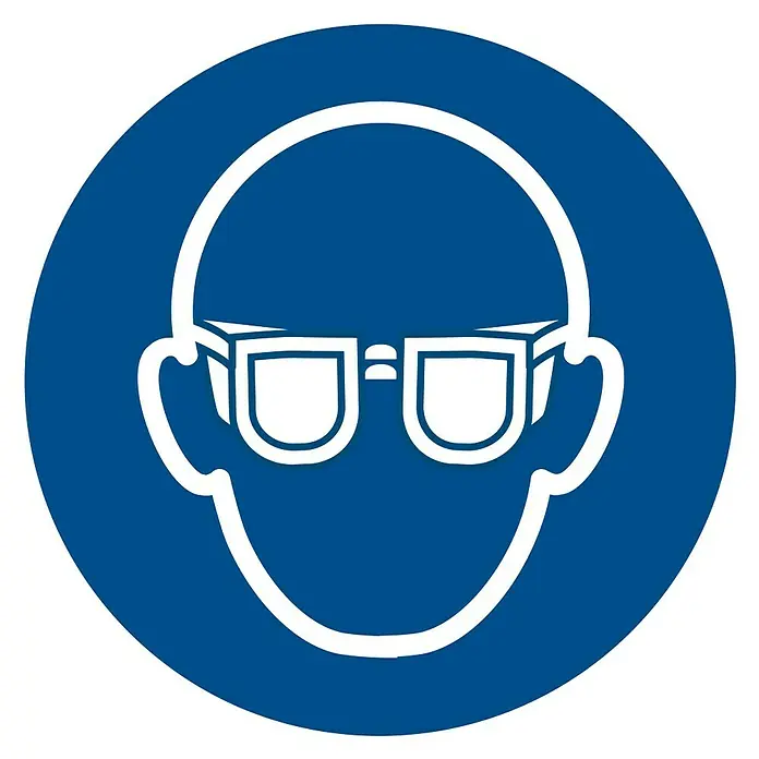 Pickup Etiqueta adhesiva - Motivo: Uso obligatorio de gafas de seguridad, Azul/Blanco, Altura: 150 mm