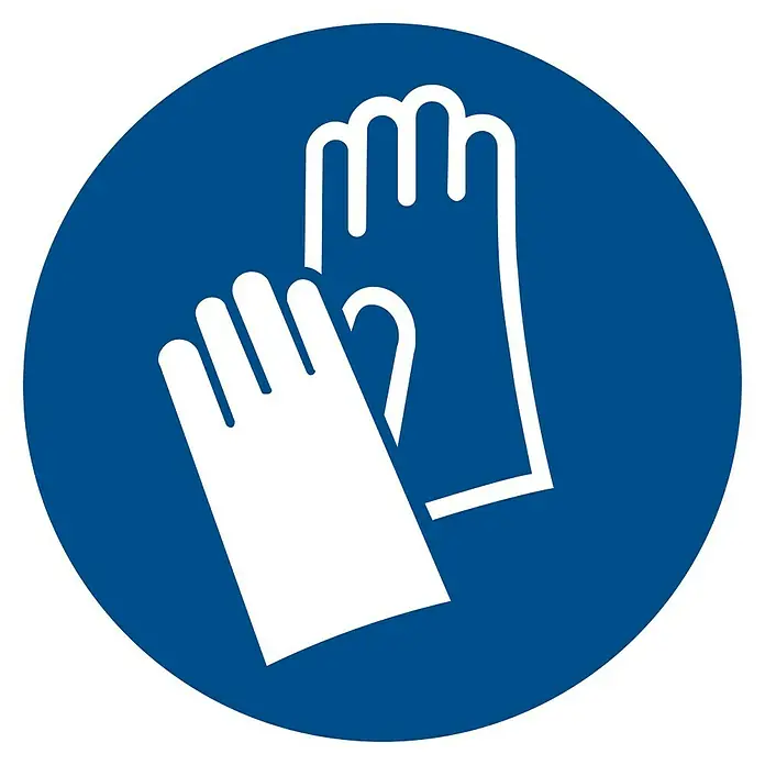 Pickup Etiqueta adhesiva - Motivo: Uso obligatorio de guantes de seguridad, Azul/Blanco, Altura: 150 mm