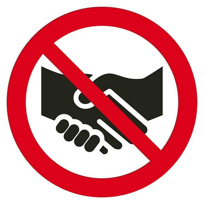 Pickup Etiqueta adhesiva - Motivo: Prohibido darse la mano, Rojo/Blanco, Altura: 100 mm