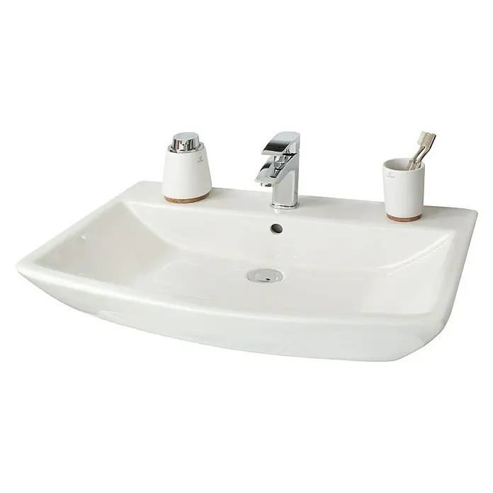 Camargue Paris Waschtisch - B x L: 71 x 47,5 cm, Ohne Spezialglasur, Hahnloch: Mitte, Weiß