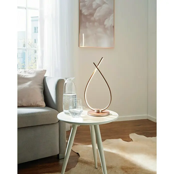 Eglo Palozza LED-Tischleuchte - 14 W, L x B x H: 15 x 18,5 x 38 cm, Roségold, Warmweiß