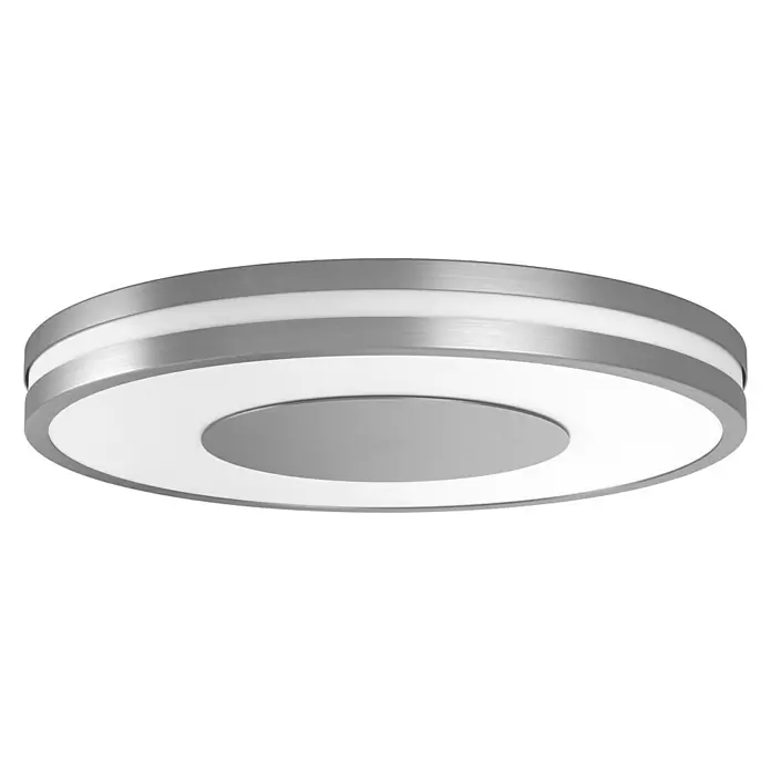 Philips Hue LED-Deckenleuchte rund Being - 32 W, Ø x H: 350 mm x 5 cm, Silber, Kaltweiß - Vorderansicht