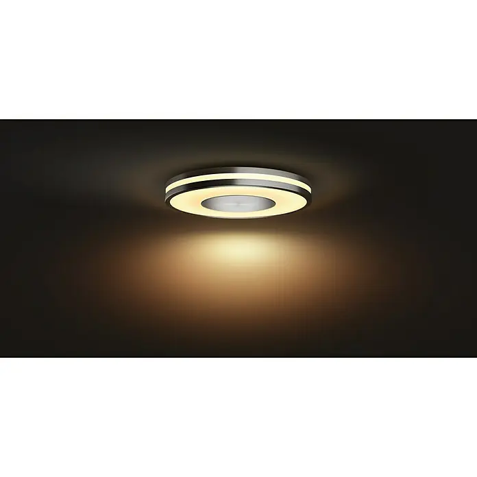 Philips Hue LED-Deckenleuchte rund Being - 32 W, Ø x H: 350 mm x 5 cm, Silber, Kaltweiß - Stimmungsaufnahme