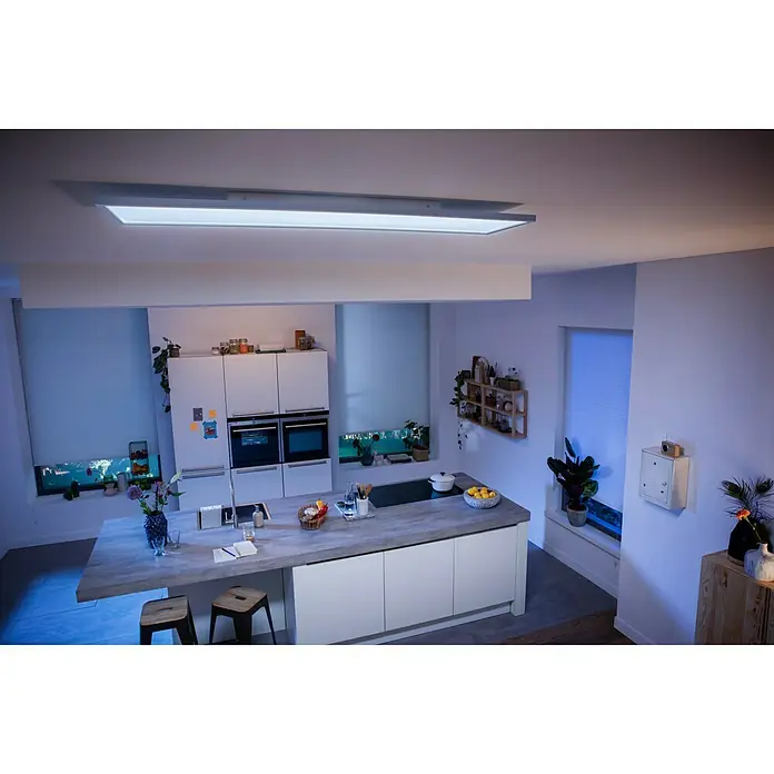 Philips Hue LED-Panel Aurelle - 46 W, L x B x H: 120 x 30 x 4,6 cm, Weiß, Warmweiß - Stimmungsaufnahme