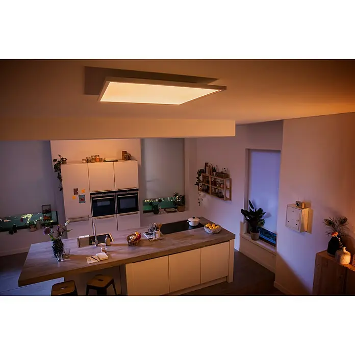 Philips Hue LED-Panel Aurelle - 46 W, L x B x H: 60 x 60 x 4,6 cm, Weiß, Warmweiß - Stimmungsaufnahme