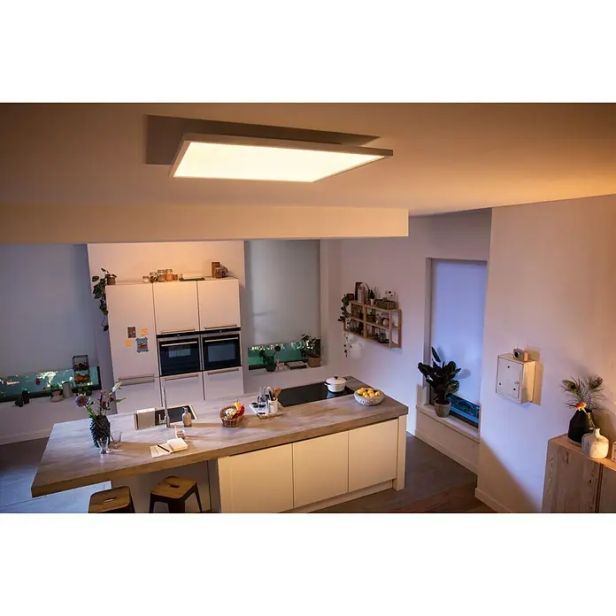 Philips Hue LED-Panel Aurelle - 46 W, L x B x H: 60 x 60 x 4,6 cm, Weiß, Warmweiß - Stimmungsaufnahme