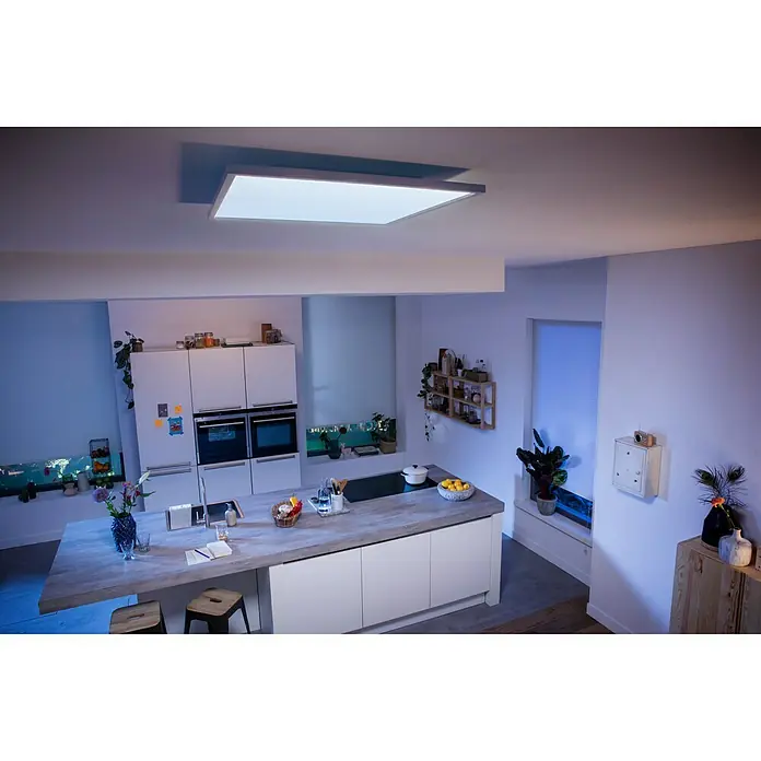 Philips Hue LED-Panel Aurelle - 46 W, L x B x H: 60 x 60 x 4,6 cm, Weiß, Warmweiß - Stimmungsaufnahme