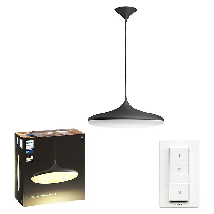 Philips Hue LED-Pendelleuchte Cher - 33 W, Schwarz, Neutralweiß, Höhe: 175 cm - Vorderansicht