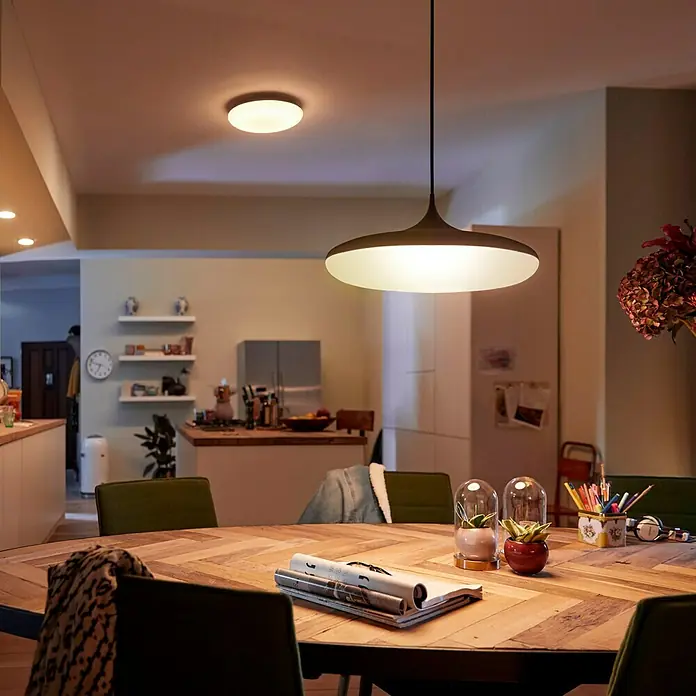 Philips Hue LED-Pendelleuchte Cher - 33 W, Schwarz, Neutralweiß, Höhe: 175 cm - Stimmungsaufnahme