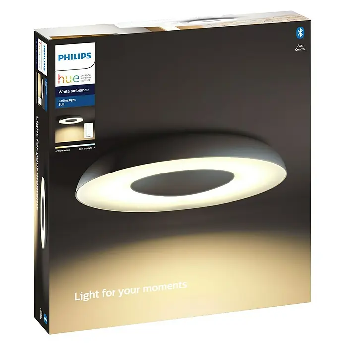 Philips Hue Plafón redondo LED Still - 22 W, Ø x Al: 39,1 x 7,1 cm, Negro - Vista frontal